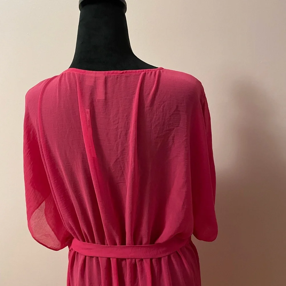 ASOS Curve Fuchsia Sheer Wrap Coverup. - Picture 6 of 9